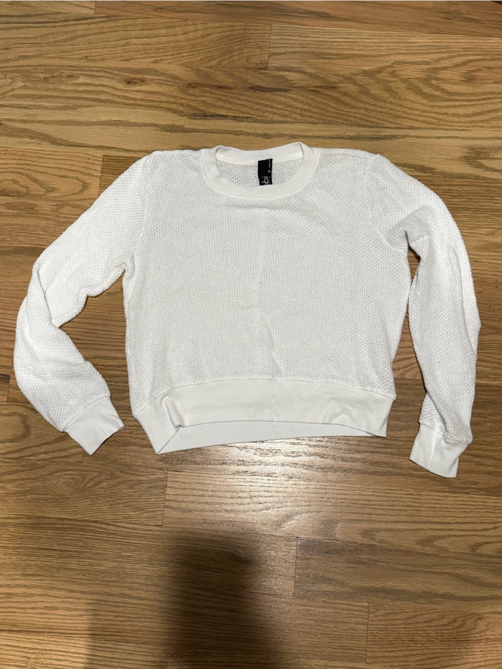 Bobi White Textured Crewneck Top